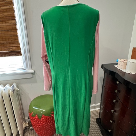 Kasper Green and Pink Asymmetrical Sheath Dress Cocktail - Picture 9 of 15